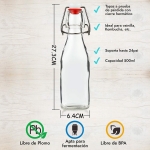 Botella De Vidrio Tapon Hermetico Para Fermentacion 500ml - Imagen 2