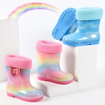 Bota De Lluvia Niño Niña En Pvc Con Interior En Corderito - Imagen 3