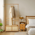 Perchero Con Baúl De Madera Multifuncion Movil Con Ruedas Color Marrón - Imagen 5