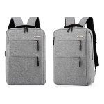 Mochila Laptop De Hombre O Mujer Para Notebook Color Gris Diseño De La Tela Gris - Imagen 3