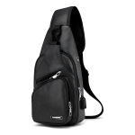 Morral Unisex Urbano Mochila De Hombro Con Usb Cuero Pu Color Negro Diseño De La Tela Lisa - Imagen 2