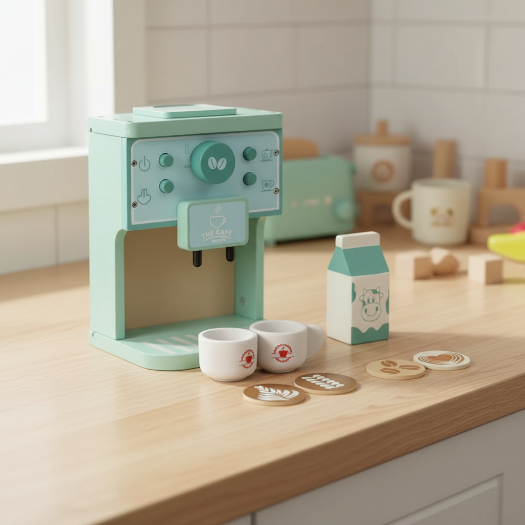 D_703547-MLU98238441101_112025-F.jpg Juego Cafetera Madera Niños Niñas Con Accesorios Juguete - Imagen 1