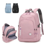 Mochila Escolar Urbana Bolsillos Gran Capacidad Diseño De La Tela Celeste - Imagen 3