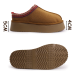 Pantufla Cerrada Con Corderito Con Plataforma Estilo Sueco - Imagen 3