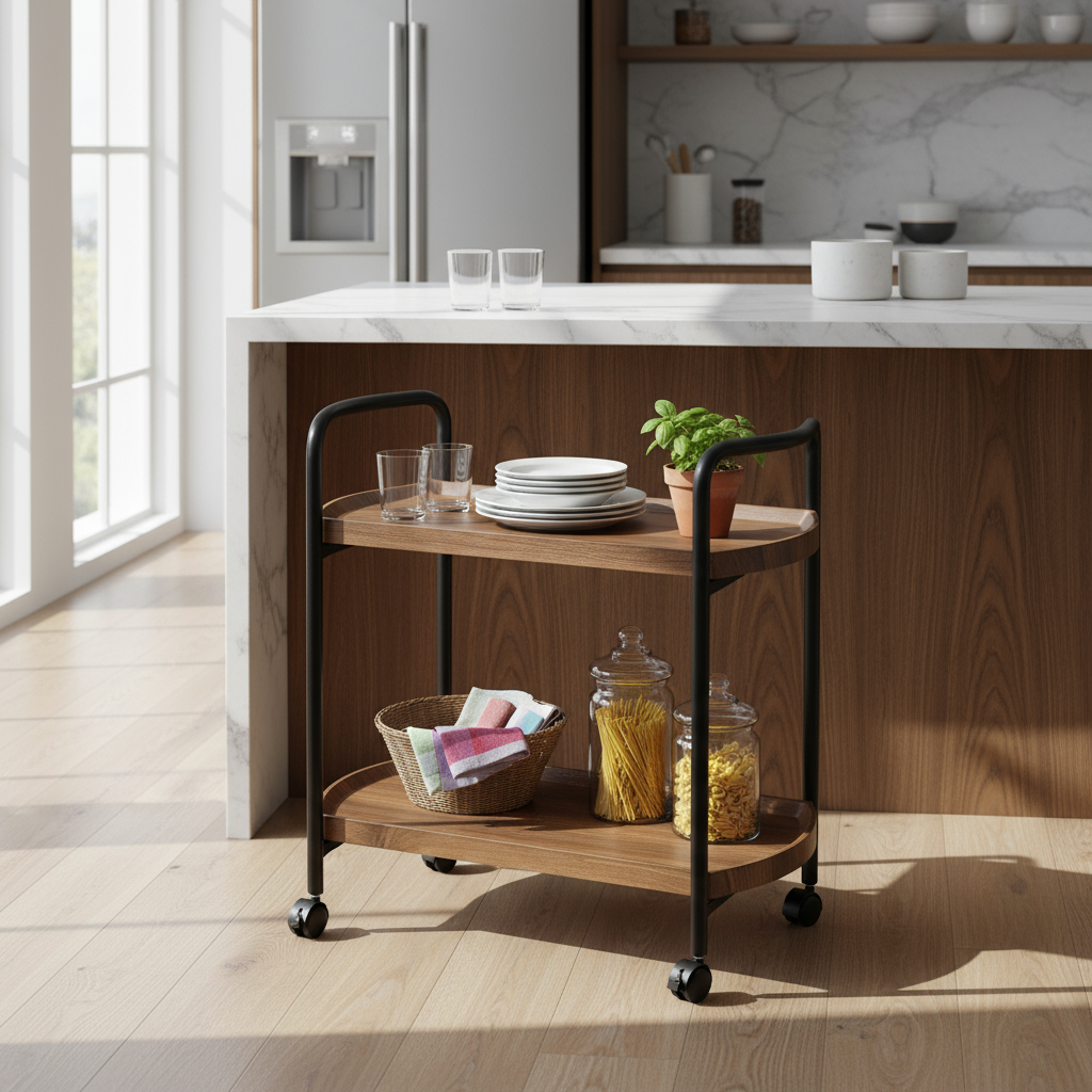 D_713113-MLU96637587157_102025-F.jpg Carrito Organizador De Madera Con Ruedas Para Cocina Hogar - Imagen 1