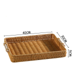 Bandeja Rattan Con Asas Rectangular Rustica Decorativa 40cm Color Marrón - Imagen 5