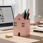 Portalapices Organizador De Madera Para Escritorio Casitas - Imagen 7