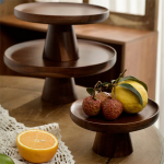 Soporte O Bandeja Para Torta Postre De Madera Con Pie Chico - Imagen 4