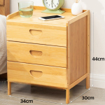 Mesa De Luz Bamboo Tres Cajones Para Dormitorio - Imagen 9