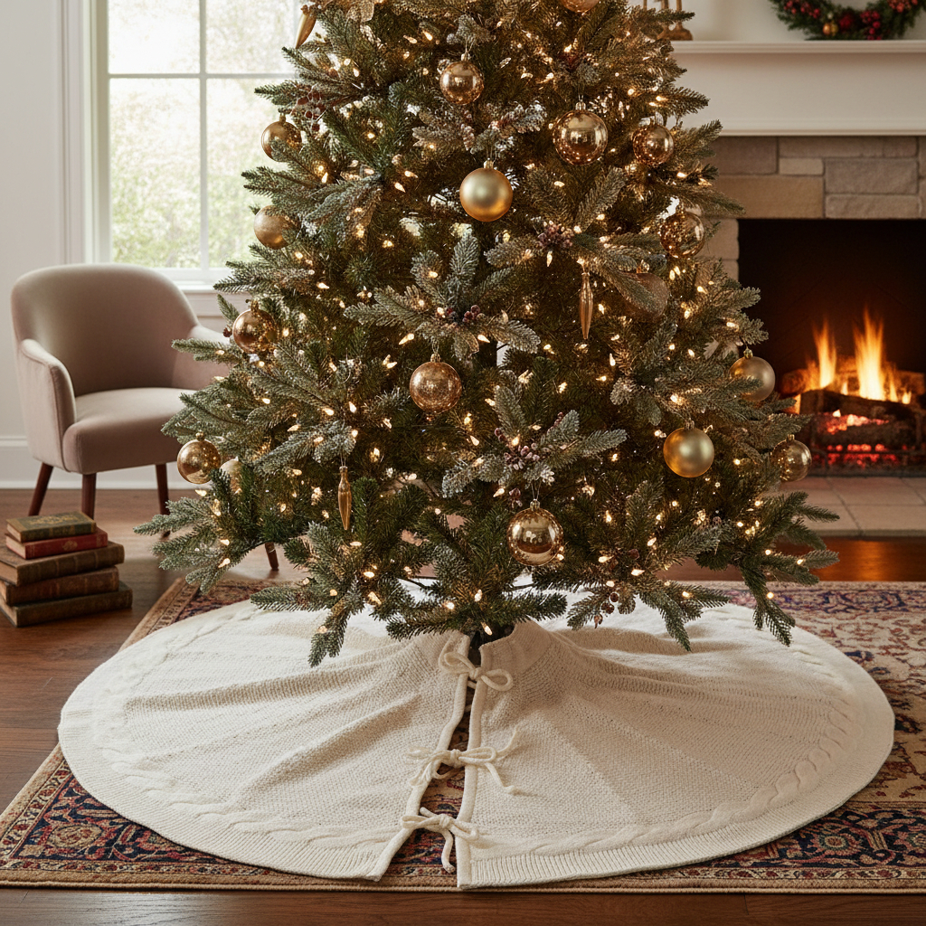 D_720489-MLU98660907794_112025-F.jpg Falda Árbol De Navidad Tejida Trenzada 92cm - Imagen 1