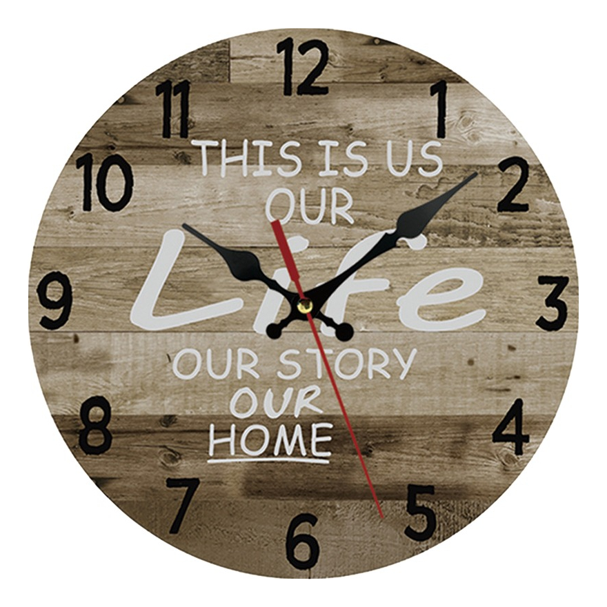 D_722313-MLU70476356770_072023-F.jpg Reloj De Pared Simil Madera Retro Silencioso Decorativo Life - Imagen 1