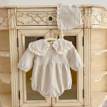 Body Vestido Bebe Con Sombrero Diseño Vintage Delicado - Imagen 3