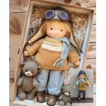 Muñeca Juguete Aviadora Hecha A Mano Para Niñas Niños 30cm - Imagen 3