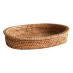 Bandeja Cesto Panera De Mimbre Ovalada Decoración Color Marrón - Imagen 2
