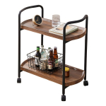 Carrito Organizador De Madera Con Ruedas Para Cocina Hogar Color Madera Oscura - Imagen 2