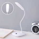 Lámpara Led De Mesa Cuello Flexible Estructura Blanco Pantalla Blanco - Imagen 3