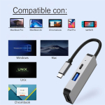 Adaptador Hub Tipo C 3 Puertos Usb Y Hdmi 4k Usb 3.0 - Imagen 5