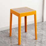 Taburete Banco Banqueta De Plastico Y Rattan Apilable - Imagen 8