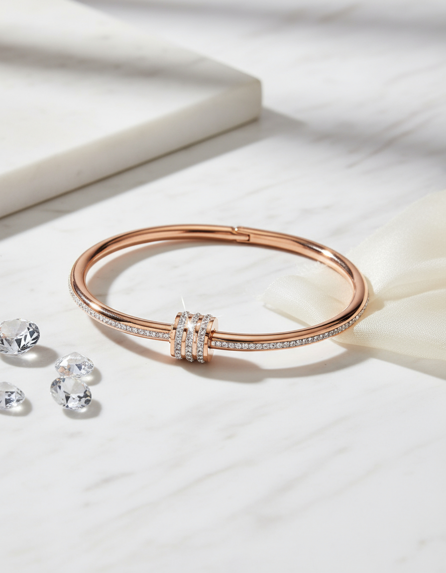 D_736626-MLU98246965773_112025-F.jpg Pulsera Brazalete Rígida Ovalado Con Circón Moderno - Imagen 1