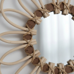 Espejo Colgante Pared Ratán Flor Redondo Decoración 28 Cm - Imagen 5