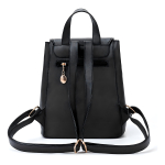 Mochila Cartera Urbana Minimalista Con Tapa En Cuerina Diseño De La Tela Negro - Imagen 3