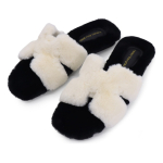 Pantufla Chata Super Peluda Para Dama Cruzada Abierta - Imagen 14