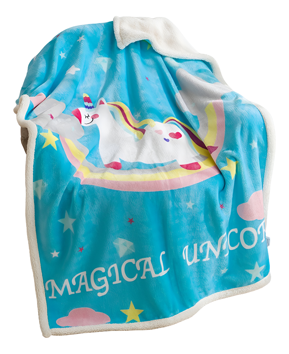 D_739076-MLA96888383665_102025-F.jpg Manta Frazada De Cama Para Niños Infantil Peluche 90 X 130 Unicornio - Imagen 1