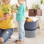 Cesto Para Ropa Sucia Gran Capacidad Algodon Navy - 42x36 - Imagen 3