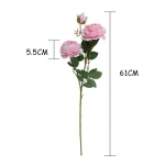 Planta Flor Artificial Peonia Decoracion Hogar 3 Flores - Imagen 10