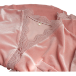 Pijama Terciopelo Para Dama De Invierno 2 Piezas Con Encaje - Imagen 6
