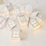 Guirnalda De Casitas Con Luz Led Madera Fina - Imagen 4