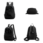 Mochila Escolar Viaje Ligera Con Bolsillo Exteriores Color Negro Diseño De La Tela Negro - Imagen 3