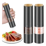 Molinillo Pimentero Eléctrico De Mano A Pilas Con Luz Color Negro - Imagen 2