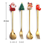 Set X 4 Cubiertos Navidad 4piezas Papa Noel Decoracion Hogar - Imagen 2