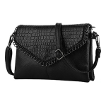 Cartera Bandolera En Cuero Pu Diseño Cocodrilo Y Cadena - Imagen 4