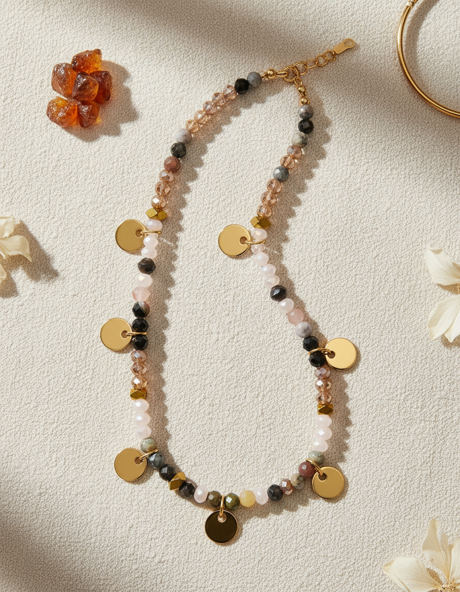 D_754126-MLU97660224296_112025-F.jpg Collar De Cuentas De Piedras Naturales Con Detalles Boho - Imagen 1