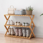 Organizador De Calzados En Bambu 3 Estantes Zapatera En X - Imagen 4