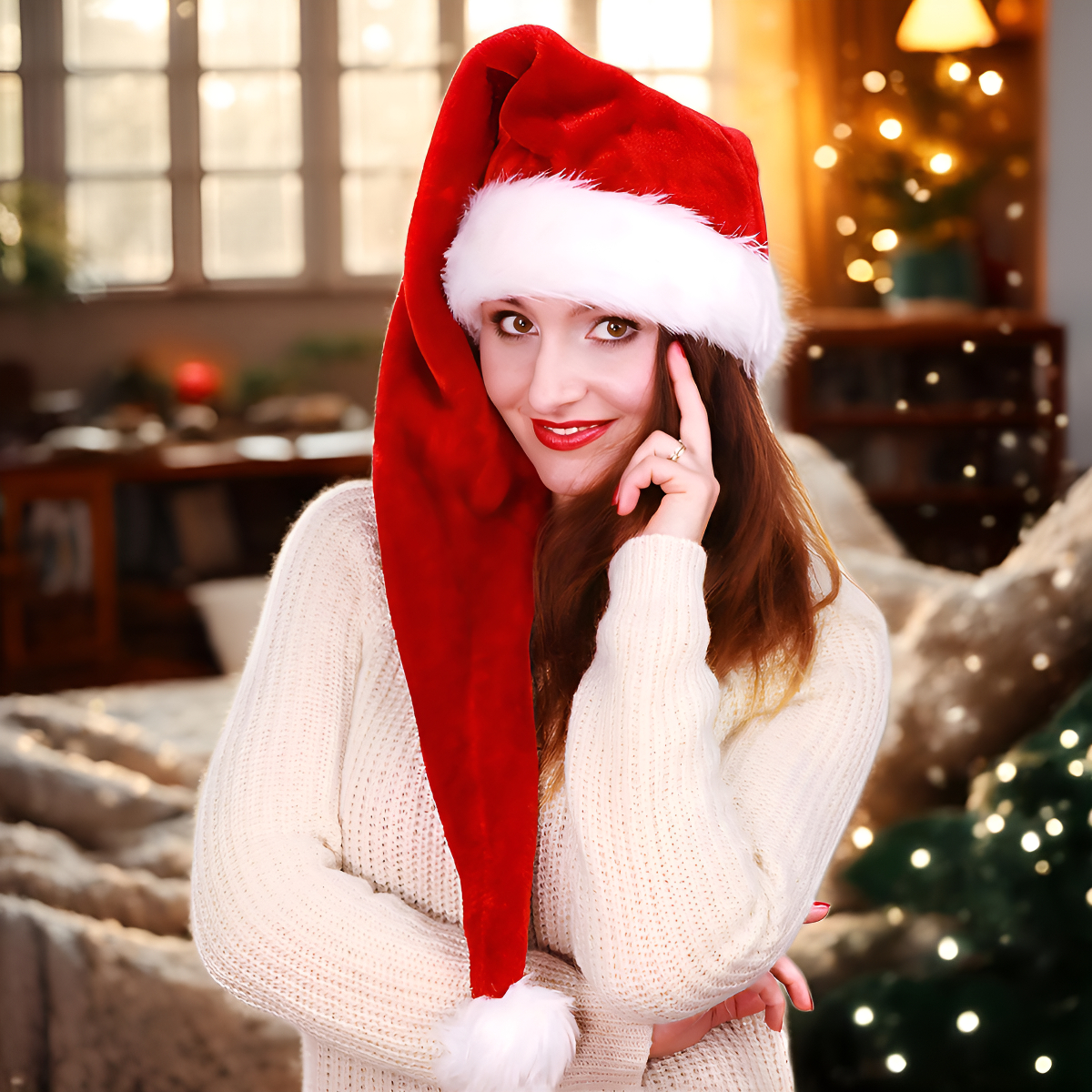 D_754838-MLU98660950715_112025-F.jpg Gorro Gorrito Navideño Papá Noel Felpa Gruesa Largo 77cm - Imagen 1