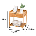 Mesa De Luz Estante Con Ruedas Y Cajón En Madera - Imagen 5