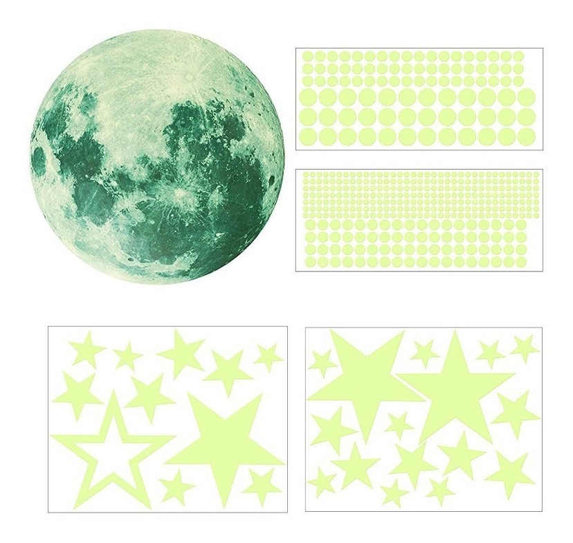 D_757736-MLU45061772175_032021-F.jpg Set Vinilos Luna Y Estrellas Pegatinas Brillantes Decorativa - Imagen 1