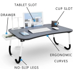 Mesa Plegable Para Laptop Tablet Con Portavaso Y Cajón - Imagen 10