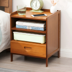 Mesa De Luz Bamboo Un Cajon Doble Estante - Imagen 8