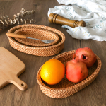 Bandeja Cesto Panera De Mimbre Ovalada Decoración Color Marrón - Imagen 5