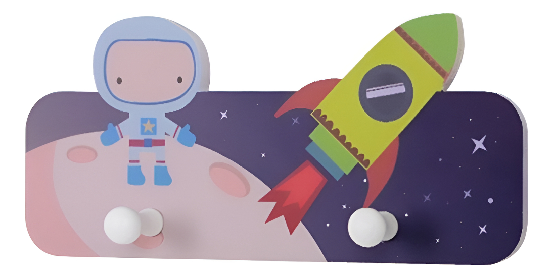 D_763903-MLU93389491542_092025-F.jpg Perchero Colgante De Pared Infantil Astronautas Decorativo - Imagen 1