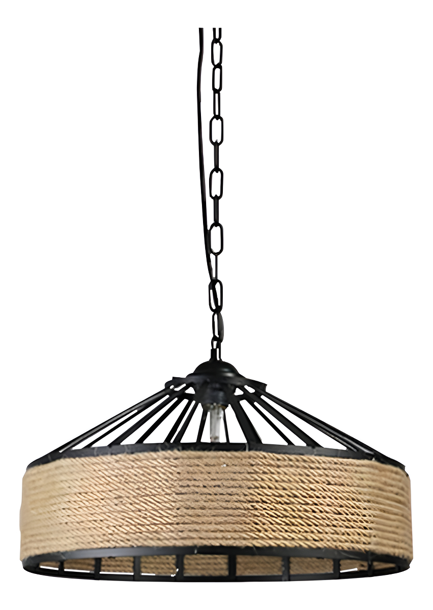 D_767392-MLA95247268436_102025-F.jpg Lampara De Techo Cuerda De Cañamo Retro Industrial 40cm Estructura Negro - Imagen 1