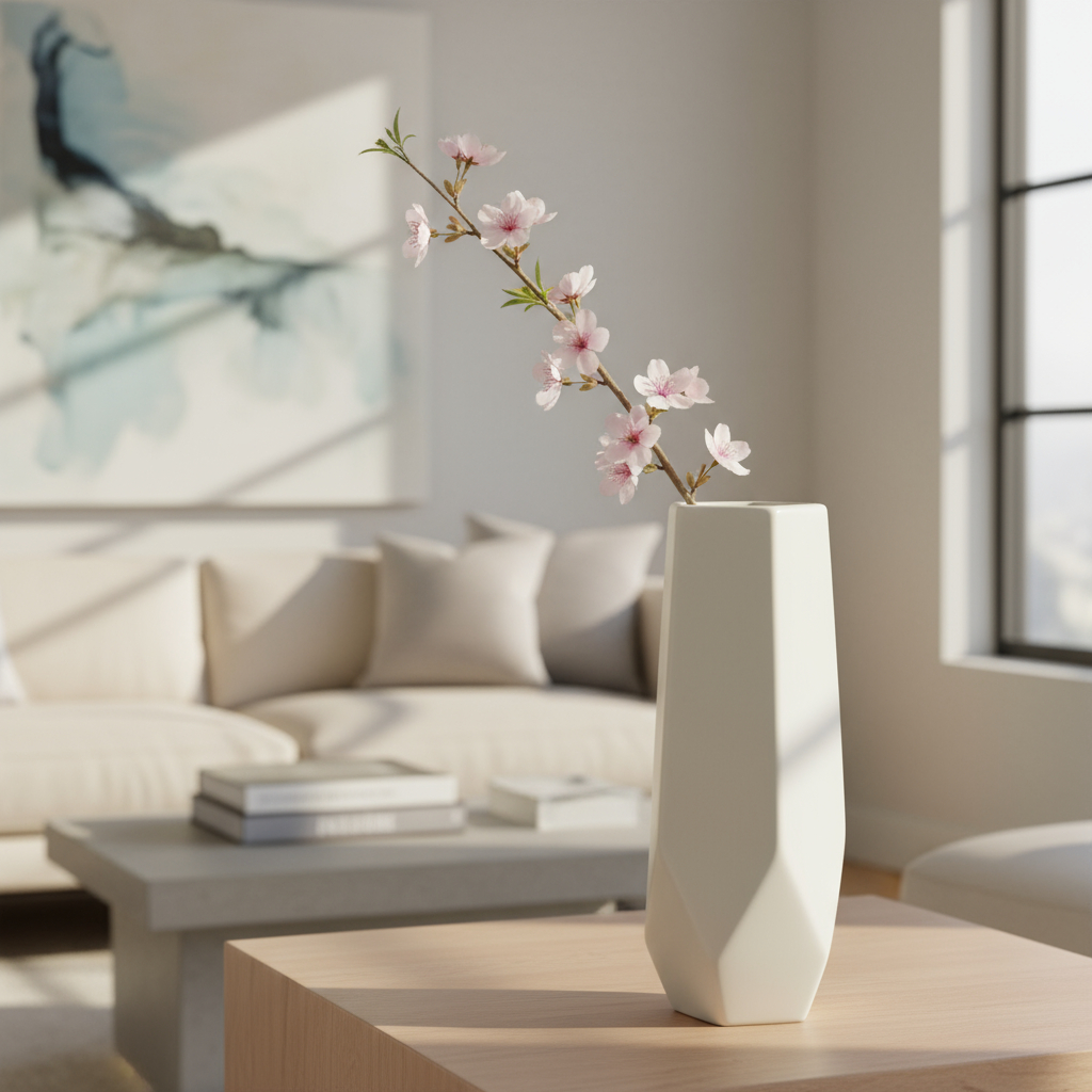 D_767467-MLU98243325711_112025-F.jpg Florero Centro De Mesa Ceramica Mate - Pentagono Petra 21cm - Imagen 1