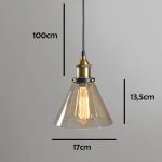 Lampara De Techo Colgante Embudo Vintage De Vidrio - Imagen 2