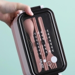 Lunchera Vianda Con Cubiertos Pote Alimentos Dos Pisos - Imagen 3