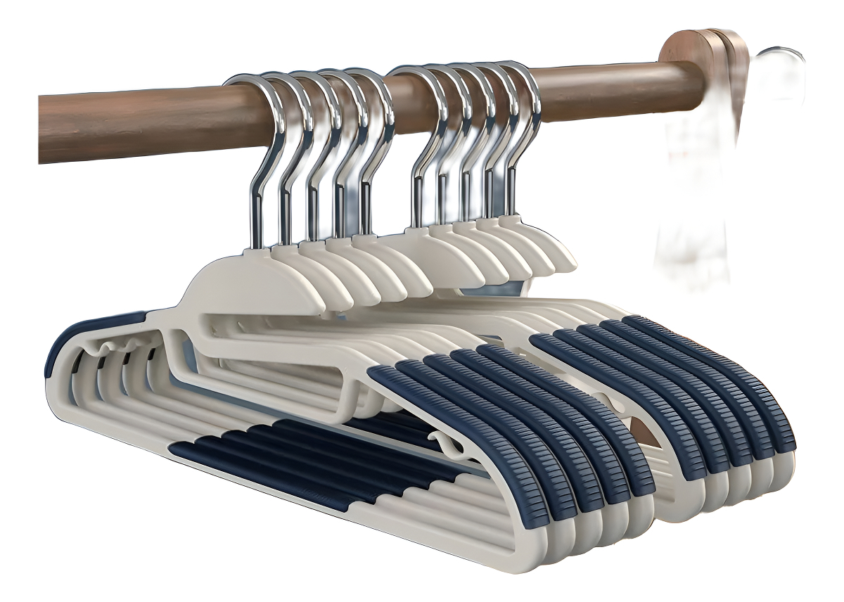 D_780992-MLA95743632590_102025-F.jpg Set X10 Perchas Anticaída Armario Antideslizantes Color Azul - Imagen 1