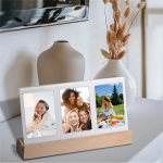 Porta Retrato Fotos De Madera 3 En 1 Con Luz Led Decoración - Imagen 3